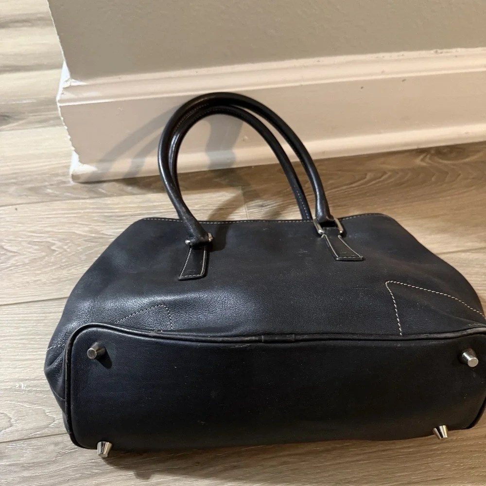 Coach VTG Y2K 2001 Hampton Black Leather Tote Bag Purse D1J 7757‎